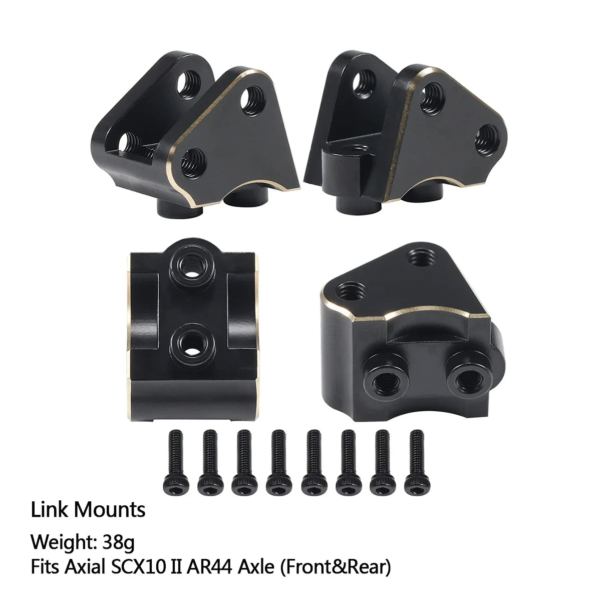 Axial SCX10 II AR44 Black Brass Weight Set Diff Cover Knuckles C-Hubs Link Mounts