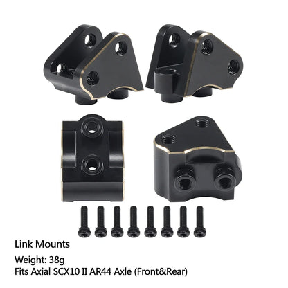 Axial SCX10 II AR44 Black Brass Weight Set Diff Cover Knuckles C-Hubs Link Mounts