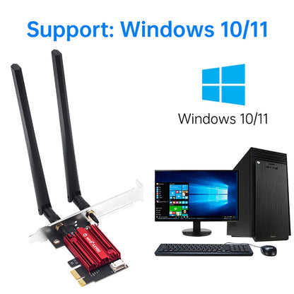 EXPROTAS WiFi Adapter USB Card 900Mbps Bluetooth 5.4 for Desktop Win 10/11