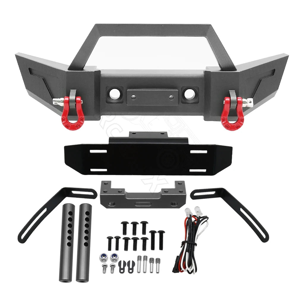 1/10 RC Crawler Metal Front & Rear Bumper Set w/ LED for Axial SCX10 III - EXPROTAS