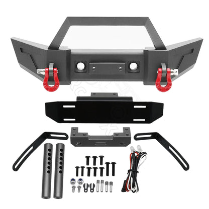 1/10 RC Crawler Metal Front & Rear Bumper Set w/ LED for Axial SCX10 III - EXPROTAS
