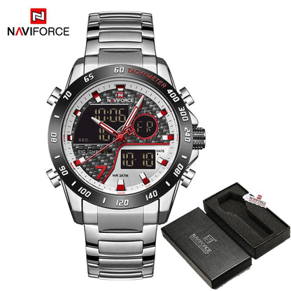 NAVIFORCE Men's Digital Sport Watch | LED Quartz Waterproof Luminous Military Style