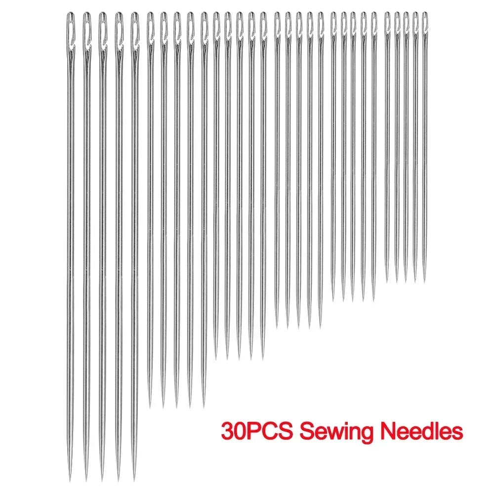 30Pcs Stainless Steel Blind Sewing Needles Self Threading for Elderly DIY