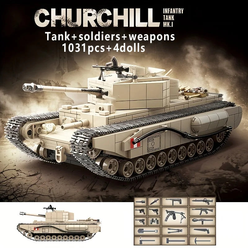 WW2 British Churchill Infantry Tank Building Blocks Military Brick Toy Set