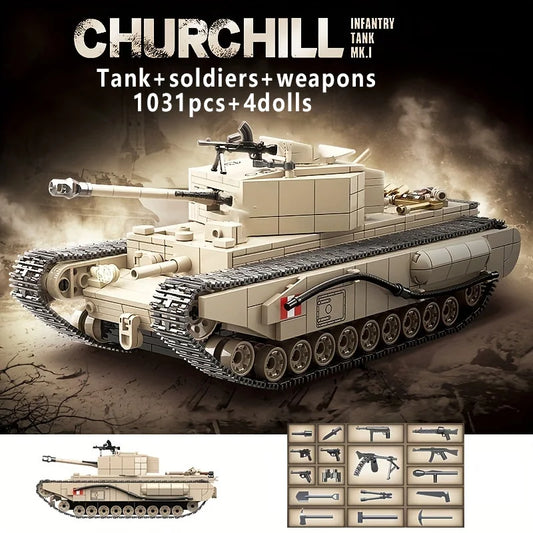 WW2 British Churchill Infantry Tank Building Blocks Military Brick Toy Set
