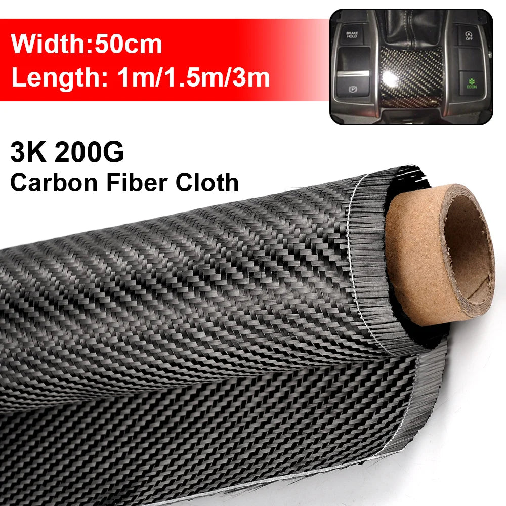 3K 200gsm Carbon Fiber Cloth 50cm/30cm wide Plain Carbon Fabric For Commercial Car Part Sport Equipment-EXPROTAS