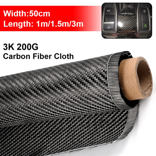 3K 200gsm Carbon Fiber Cloth 50cm/30cm wide Plain Carbon Fabric For Commercial Car Part Sport Equipment-EXPROTAS