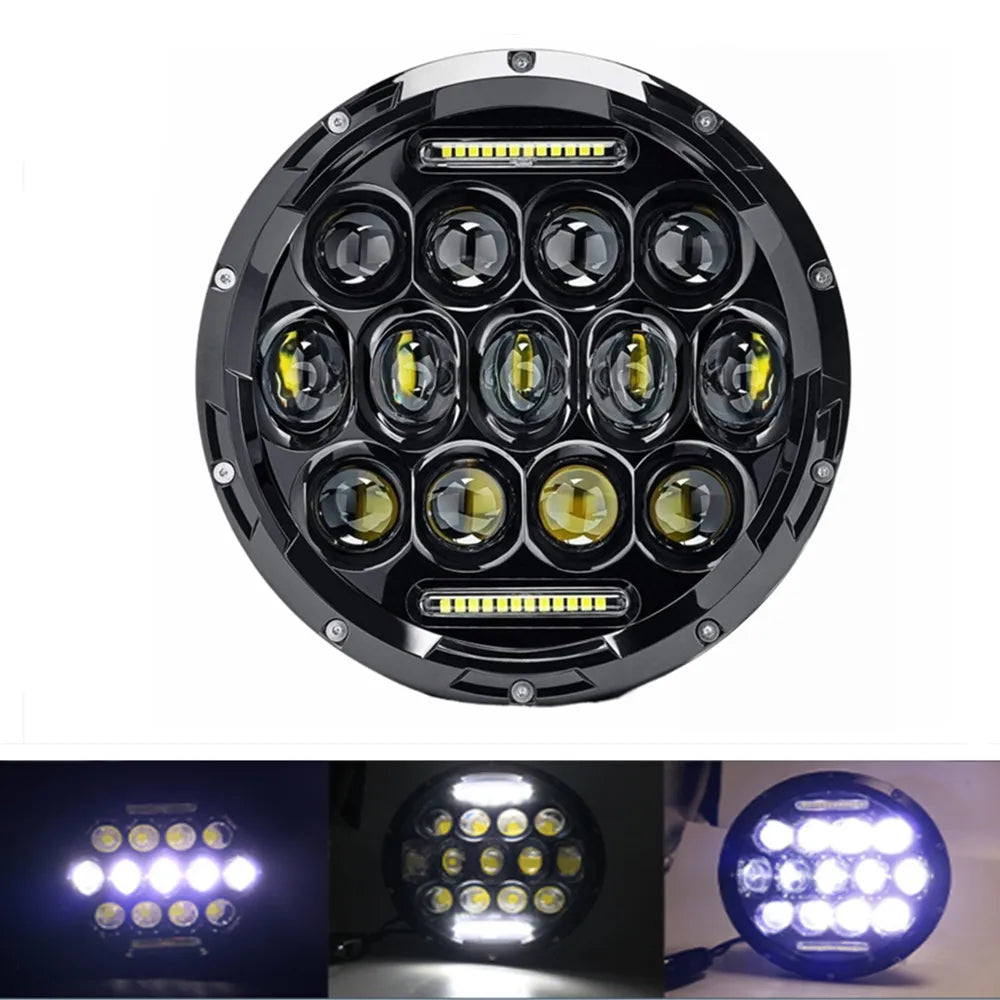 7" LED Headlight w/ DRL Angel Eyes for Harley Honda Yamaha Jeep H4