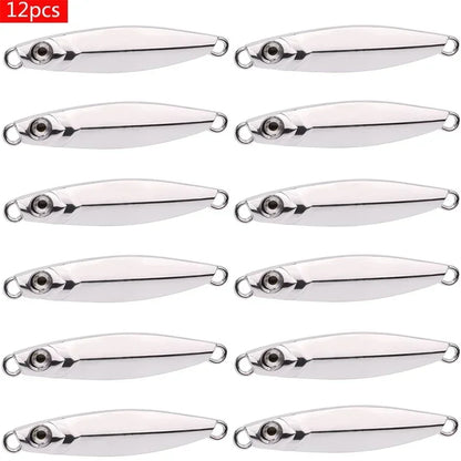 12Pcs Fishing Lure Metal Jigs Spoon Bait 40g 30g 20g 15g Mackerel Bass