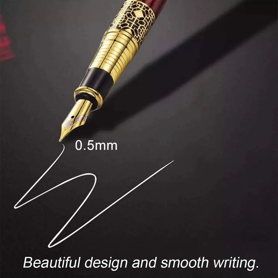 1-100Pcs Retro Metal Fountain Pen Replaceable Ink Elegant Writing Supplies