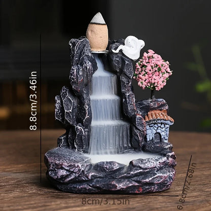 Incense Holder Backflow Waterfall Burner Ceramic Home Decor with Cones