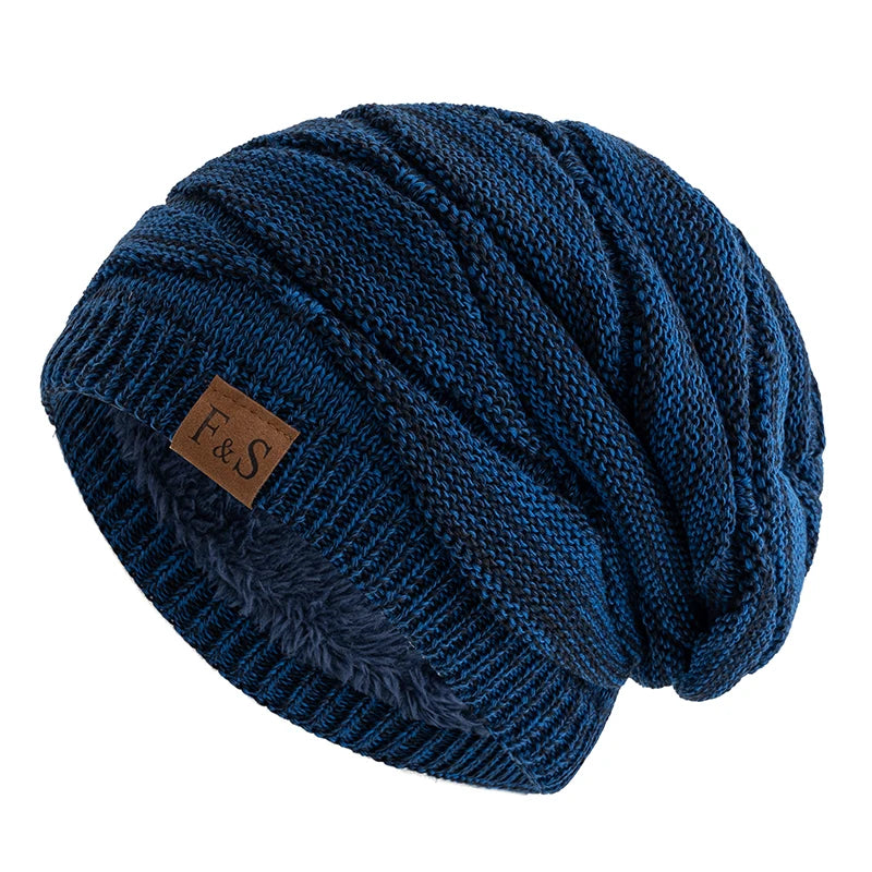 New Unisex Slouchy Winter Hat Fleece Lined Beanie Men Women Mixed Color Knit Cap - EXPROTAS