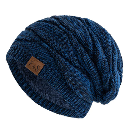New Unisex Slouchy Winter Hat Fleece Lined Beanie Men Women Mixed Color Knit Cap - EXPROTAS