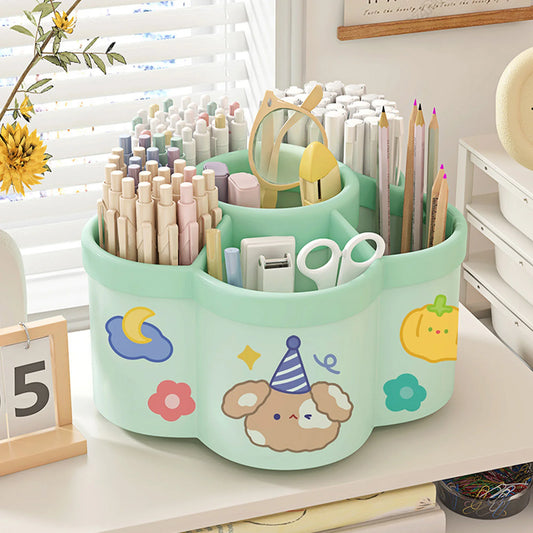 Rotating Pen Holder Large Capacity Desk Organizer Storage Box for Brushes