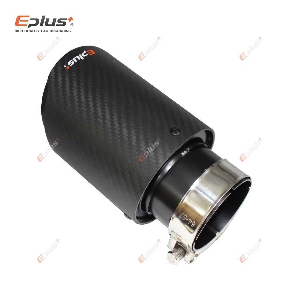 EPLUS Matte Carbon Fiber Exhaust Tip Black Stainless Straight for Akrapovic