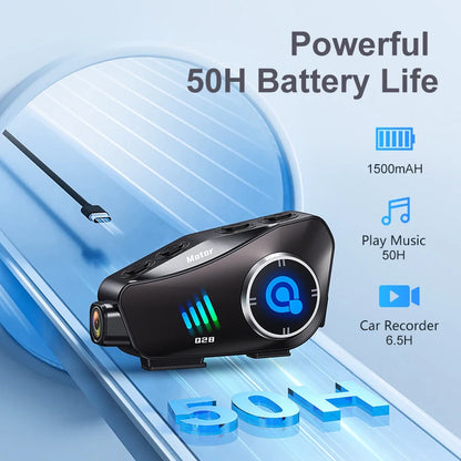 Q28 Motorcycle Helmet Bluetooth Headset 1080P HD Wireless Camera Super Wide-angle Lens IP66 Waterproof WiFi Video Recorder