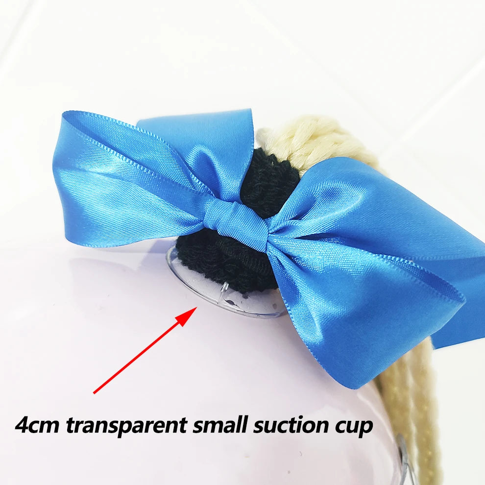 Motorcycle Helmet Braids Wig for Women Ponytail Hair Curly Pigtail Decor