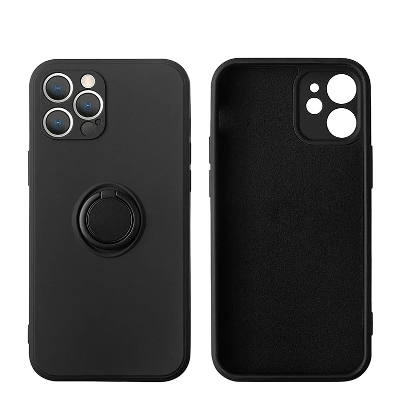 Magnetic Ring Silicone Phone Case for iPhone 11-17 Pro Max Plus Mini XR