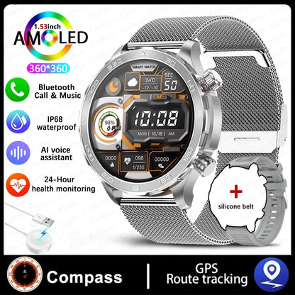 2024 New For Huawei Xiaomi GPS Sports Smartwatch Men NFC Compass Fitness Tracker IP68 Waterproof Bluetooth Call Smartwatch Man-EXPROTAS