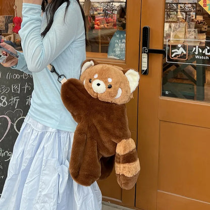 Red Panda Plush Shoulder Bag Women Cute Crossbody Backpack Travel Bag