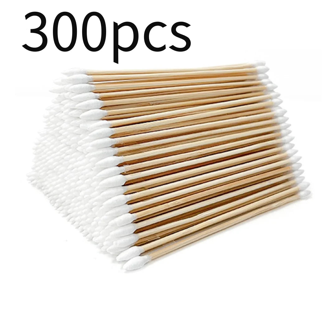 300PCS Cotton Swabs Pointed Tip Wooden Handle Precision Buds