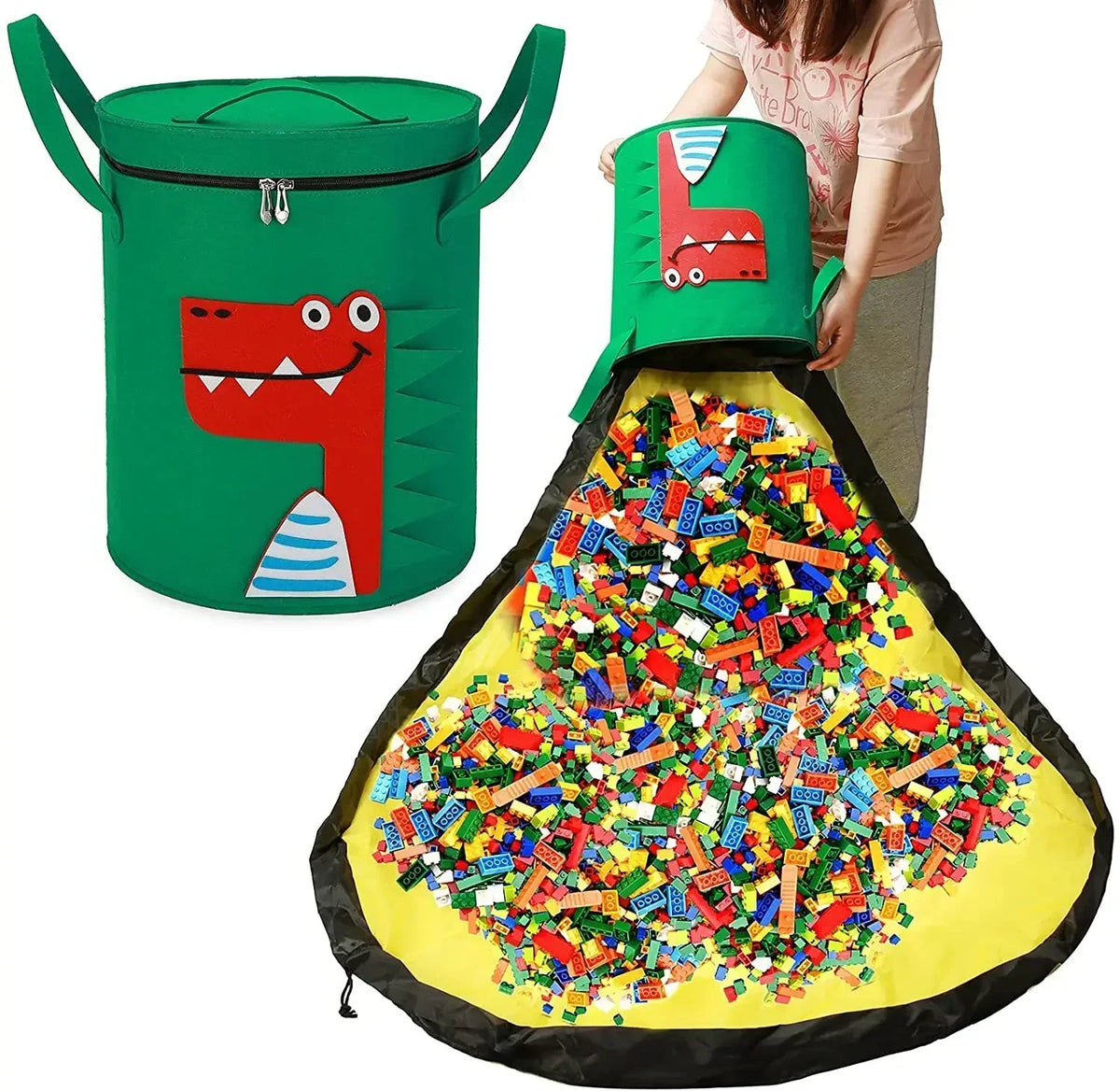 Large Toy Storage Bag Play Mat Portable Organizer for Building Blocks