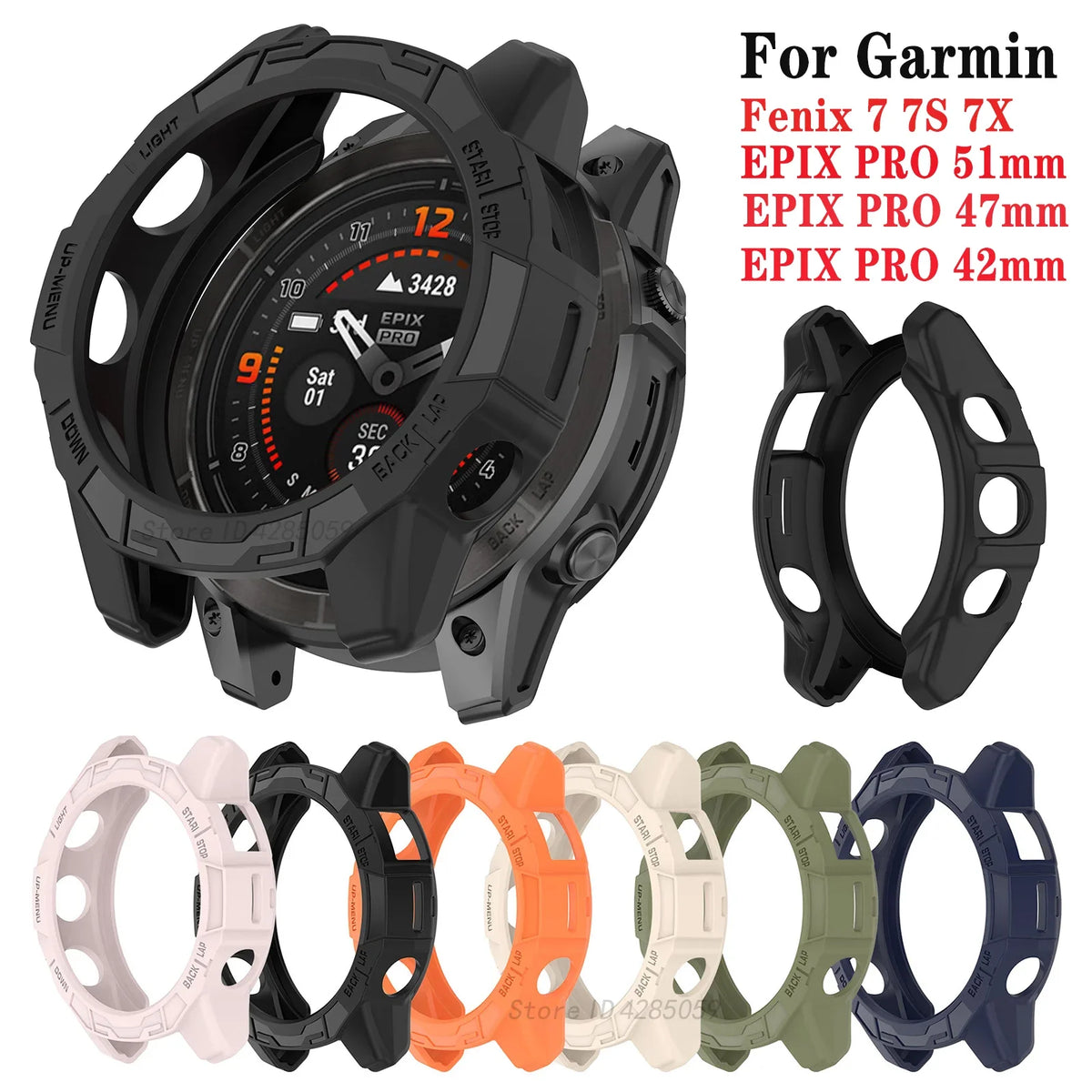 Protective Cover Case For Garmin Fenix 7 7S 7X Epix Pro 42/47/51mm TPU Frame