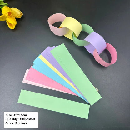 Rainbow Paper Chain Garland Stars Party Decor for Kids Birthday Celebration