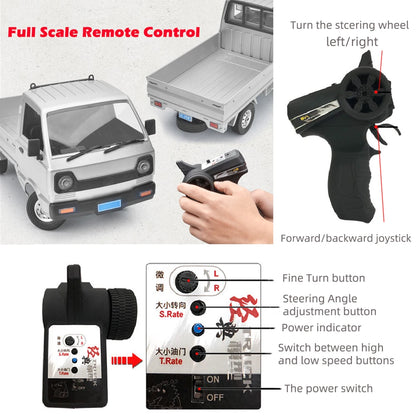 WPL D12 1:10 RC Car Simulation Drift Climbing Truck LED Light On-road RC Cars Trucks For Kids Gifts Toys-EXPROTAS