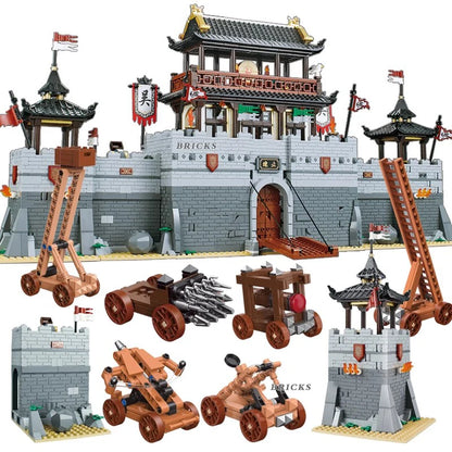 Three Kingdoms City Siege Building Blocks Ancient Military Turret Car Bricks Toy Gift
