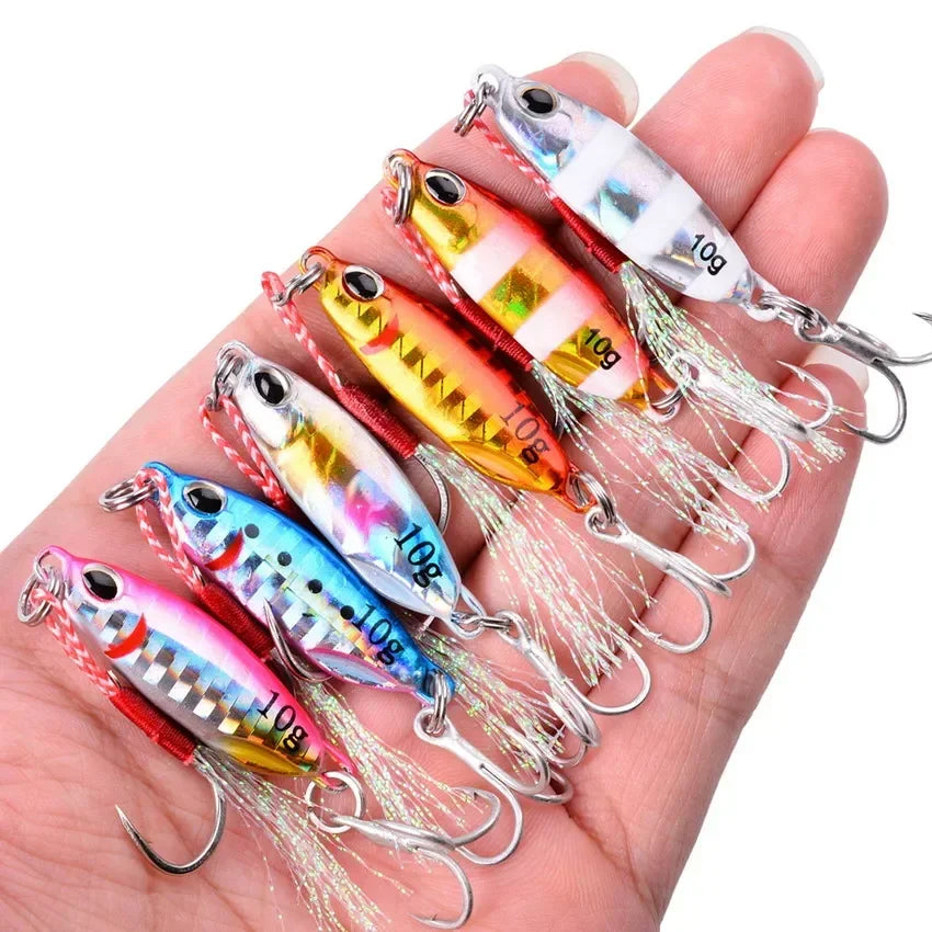 5pcs Slow Cast Metal Jig Fishing Lure Jigging Spoon 10G-50G with Hook Drag Cast Jigging Set Fishing Lure Artificial Bait Tackle