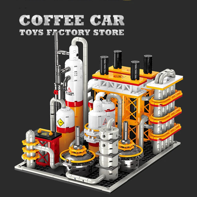 City Street View Industrial Factory Building Blocks Oil Pump MOC Plant Model Toy Gift