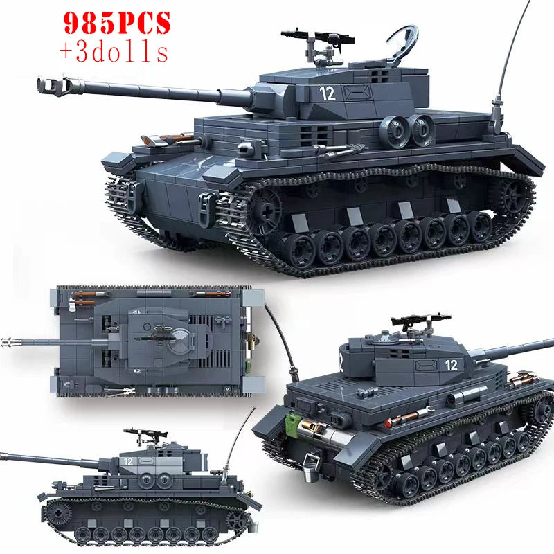 WW2 German Panther Panzer IV Tiger I Tank Building Blocks Military Brick Set