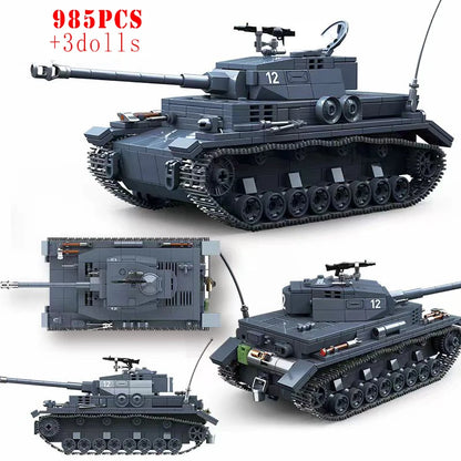 WW2 German Panther Panzer IV Tiger I Tank Building Blocks Military Brick Set