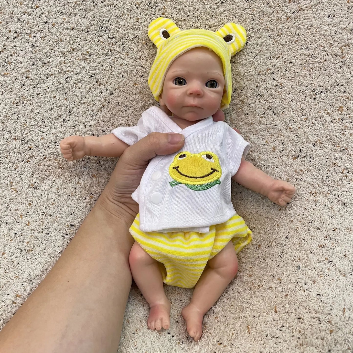 AnjoDoll 10 Inch Full Body Silicone Reborn Girl Doll Painted Washable Soft