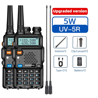 2PCS Baofeng Walkie Talkie UV-5R Dual Band Long Range 2200mAh Radio