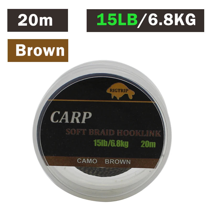 20m Carp Soft Hooklink Braid Line 15/25/35lb Uncoated Hair Rig Tackle