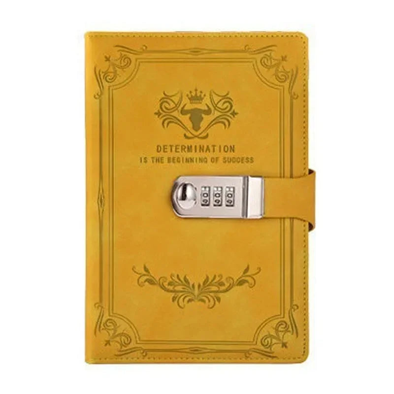 A5 Retro Password Book with Lock 200 Pages Diary Notepad Journal Ledger