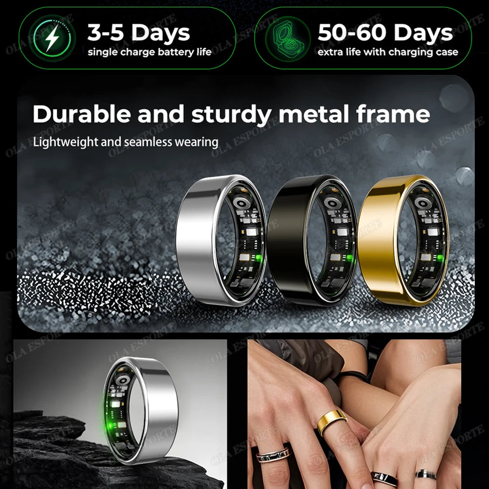 Smart Ring Monitor Heart Rate Blood Oxygen Waterproof Activity Tracker Men Women