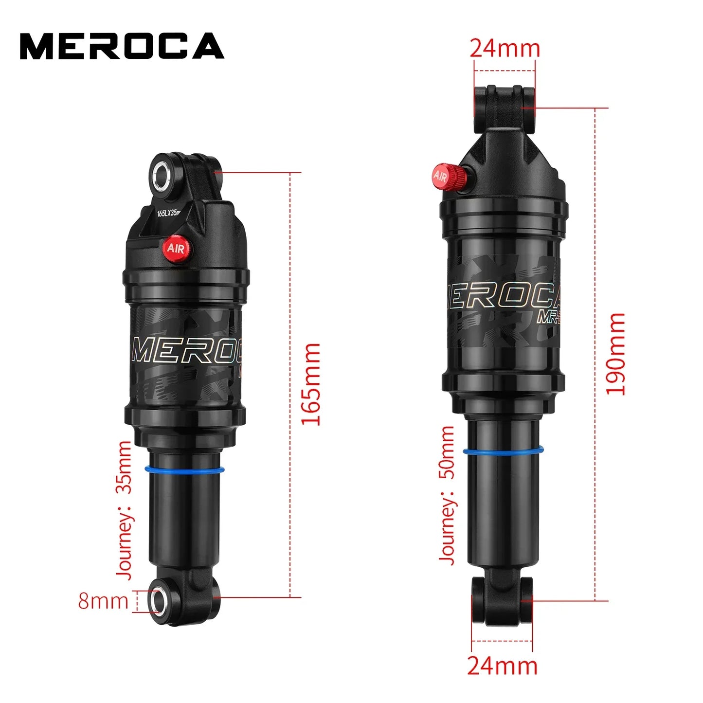 MEROCA Adjustable Rear Air Shock MTB Bicycle 125/150/165/190mm - EXPROTAS