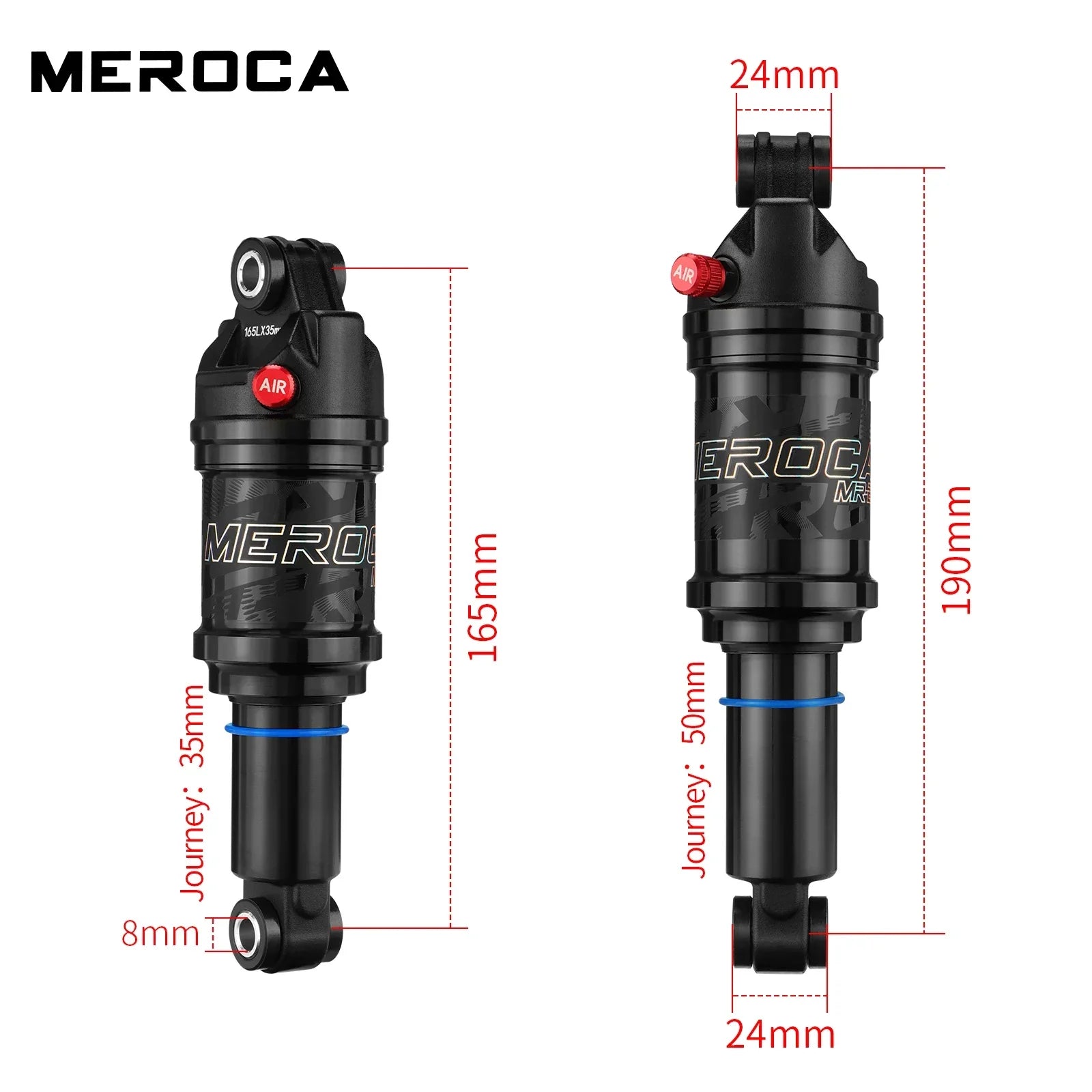 MEROCA Adjustable Rear Air Shock MTB Bicycle 125/150/165/190mm - EXPROTAS