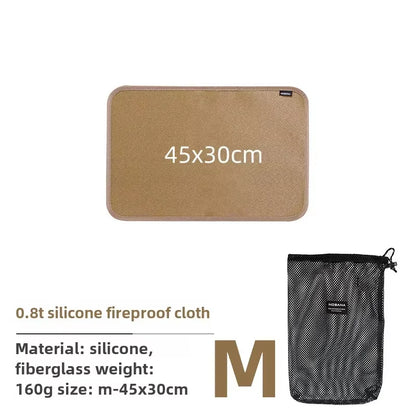 Outdoor Camping Fireproof Cloth BBQ Insulation Mat Flame Retardant Fiberglass Pad
