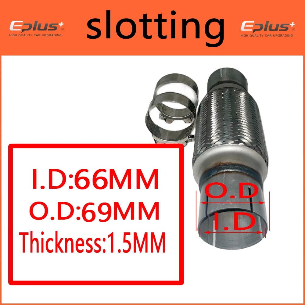 EPLUS Exhaust Flex Pipe | Telescopic Braid Muffler Connector Stainless Steel