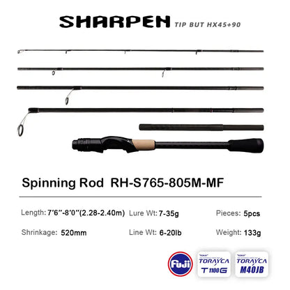 PURELURE SHARPEN Travel Rod XF/MF Action Spinning Casting Rod w/ FUJI Parts
