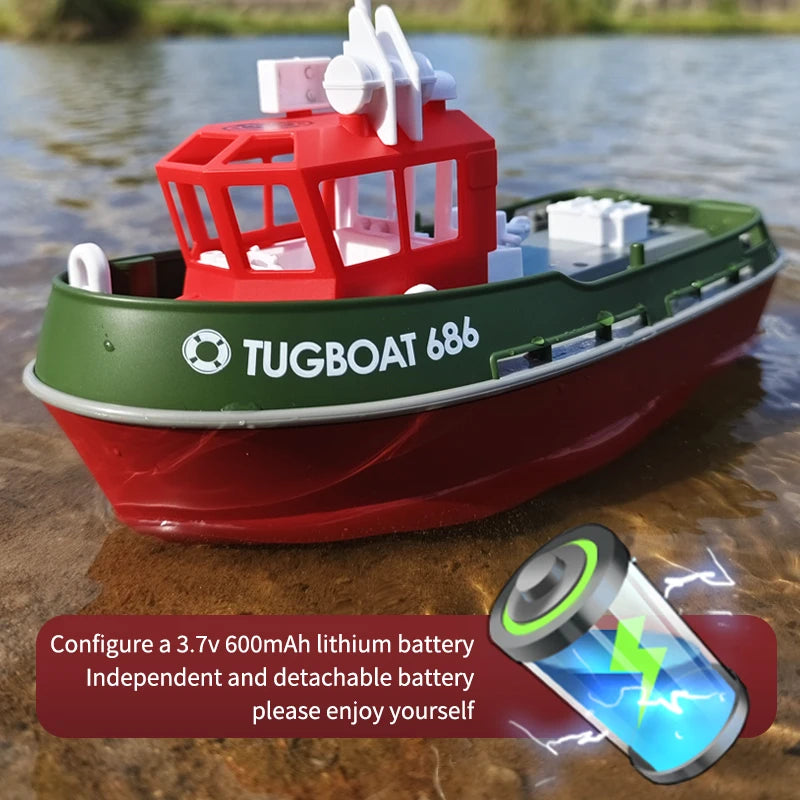 JIKEFUN 686 Rc Boat 2.4G 1/72 Powerful Dual Motor Long Range Wireless Electric Remote Control Tugboat Model  Toys for Boys Gift-EXPROTAS