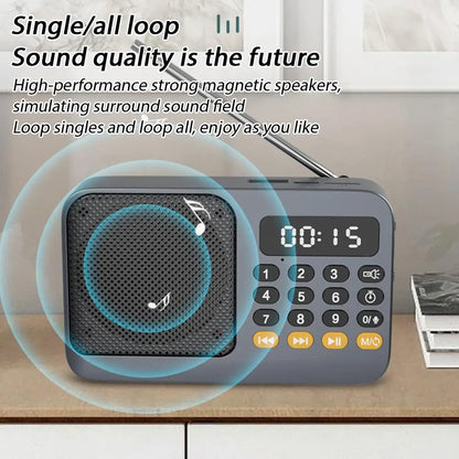 Music Rechargeable Speaker FM Radio Portable Digital Flashlight Player