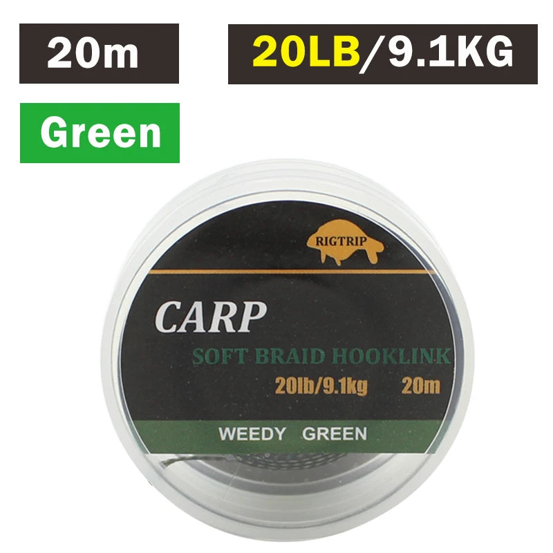 20m Carp Soft Hooklink Braid Line 15/25/35lb Uncoated Hair Rig Tackle