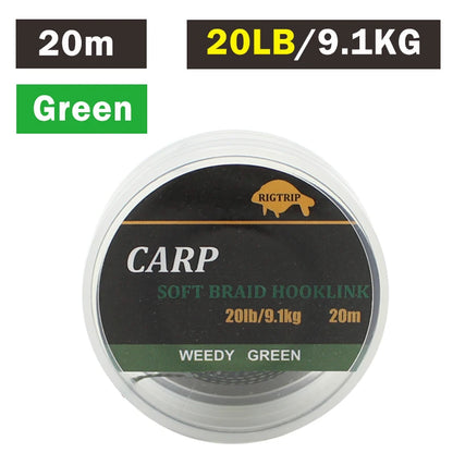 20m Carp Soft Hooklink Braid Line 15/25/35lb Uncoated Hair Rig Tackle