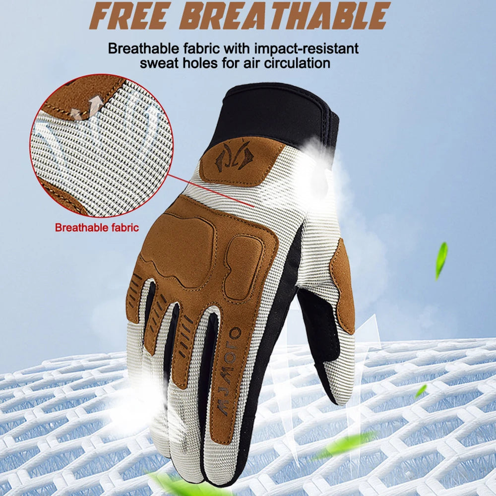 MJMOTO Summer Motorcycle Gloves Windproof Touchscreen Non-Slip Motocross