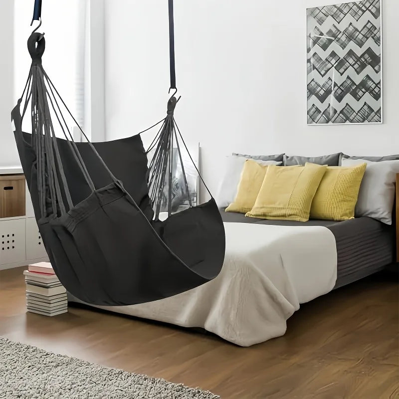 1pc Leisure Fabric Hammock Chair Outdoor Swing Chair Hammock Dormitory Hammock Chair Anti Rollover Hammock(With Storage Bag-EXPROTAS